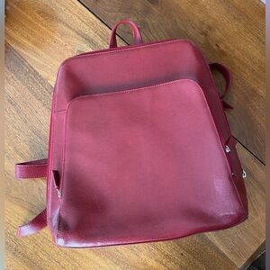 Vintage Mimi DiCarlo Stylish Red Leather Backpack Purse